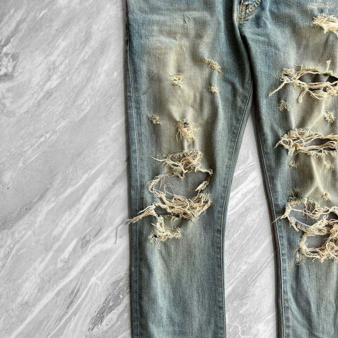 SAINT LAURENT Distressed Blue Jeans