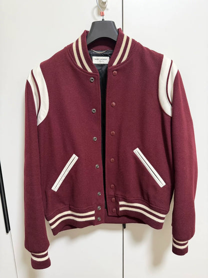 Saint Laurent Maroon Varsity Jacket