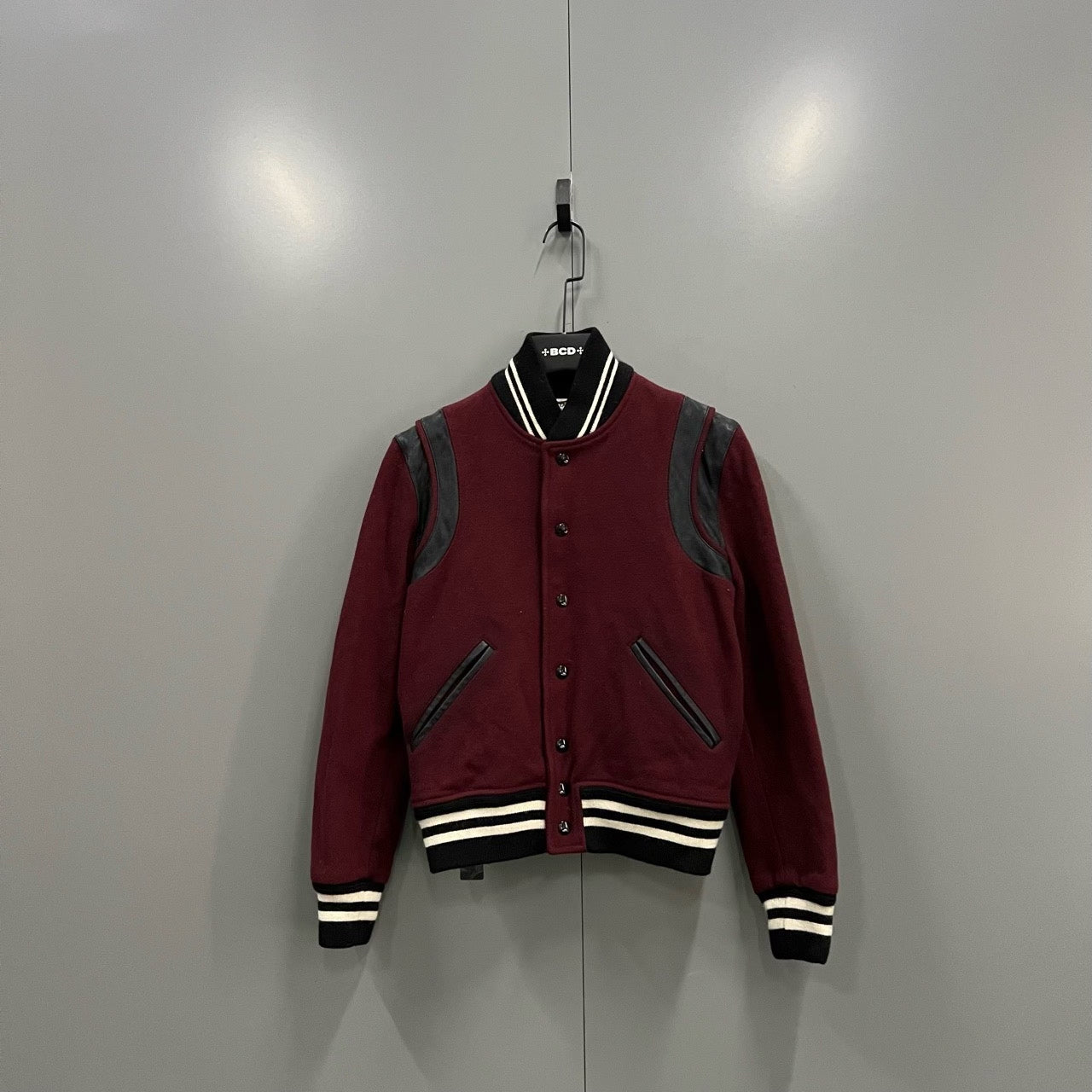 Saint Laurent Maroon Baseball Jacket