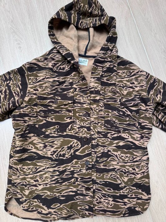 Camouflage Wool Shirt with Hood