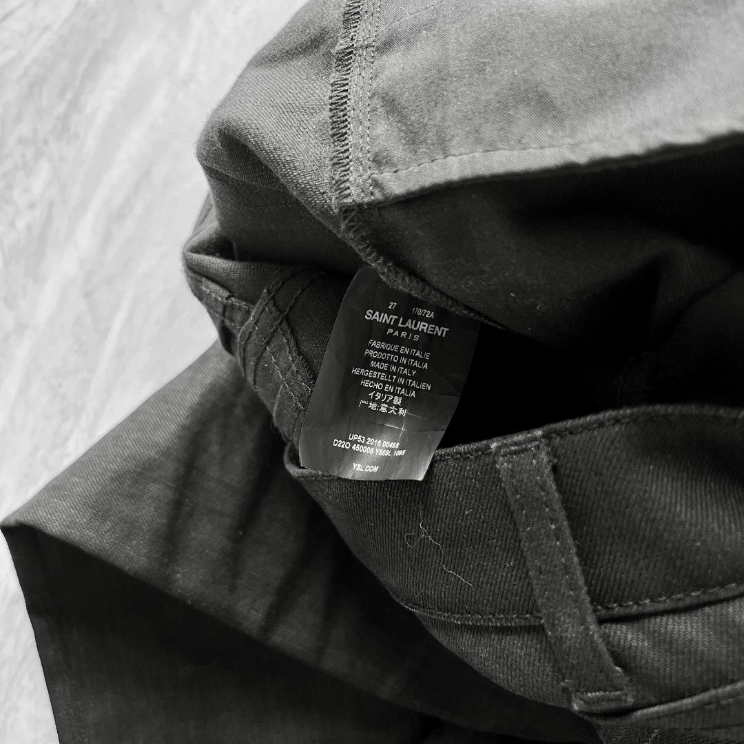 Saint Laurent 16SS Distressed Black Jeans