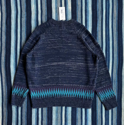 kuon zig-zag sweater in navy blue