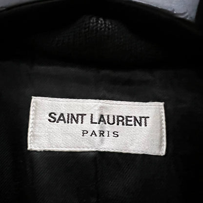 Saint Laurent Dark Blue Leather Patch Jacket
