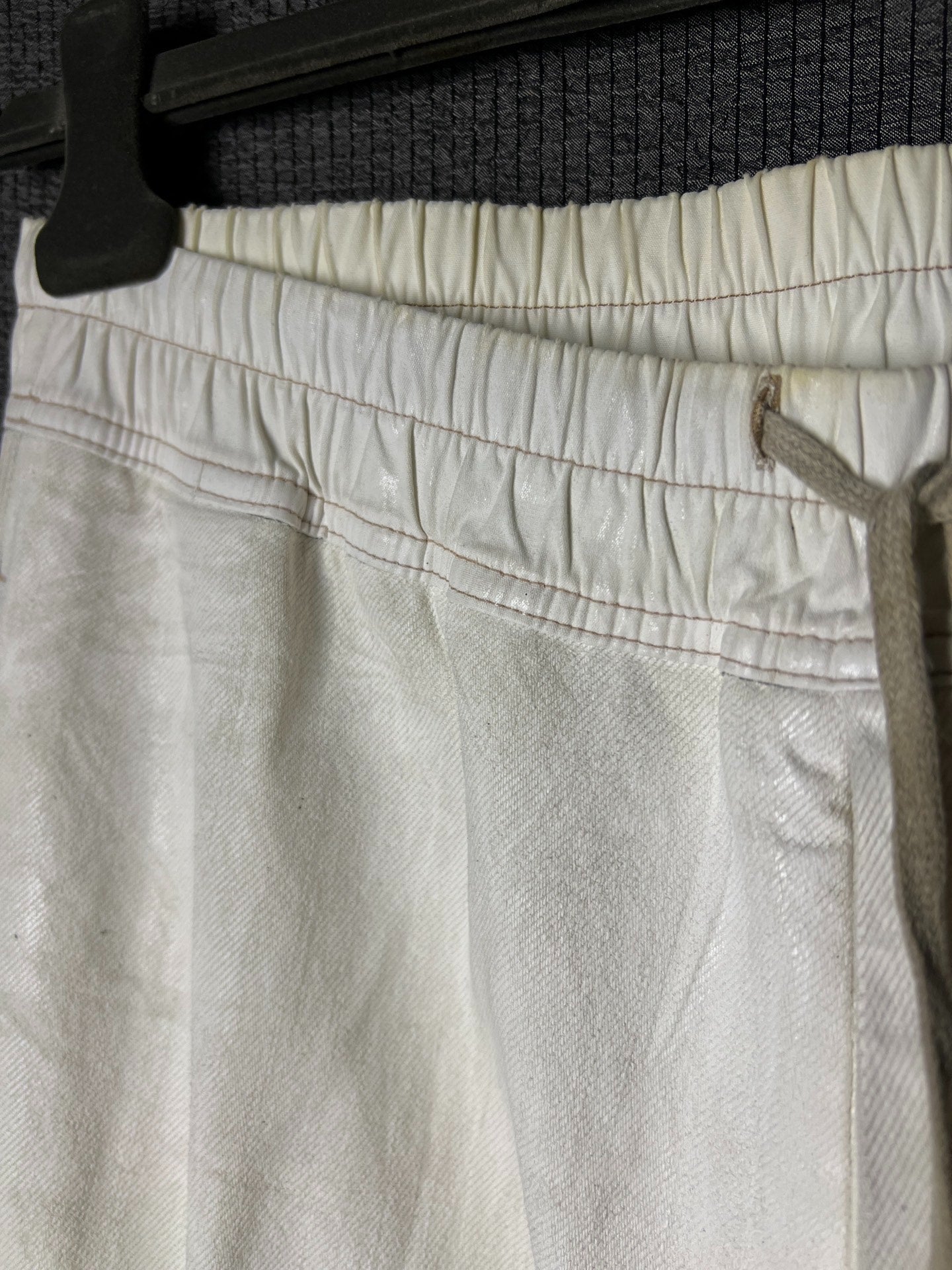 Rick Owens White Waxed Shorts