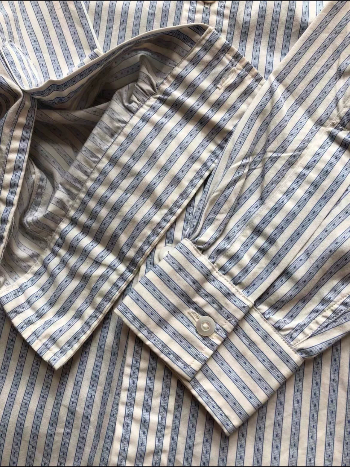 RRL Striped Collarless Shirt