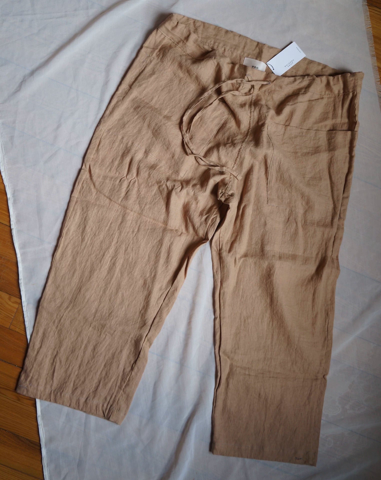 ZEO Men's Linen Wide-Leg Cropped Pants