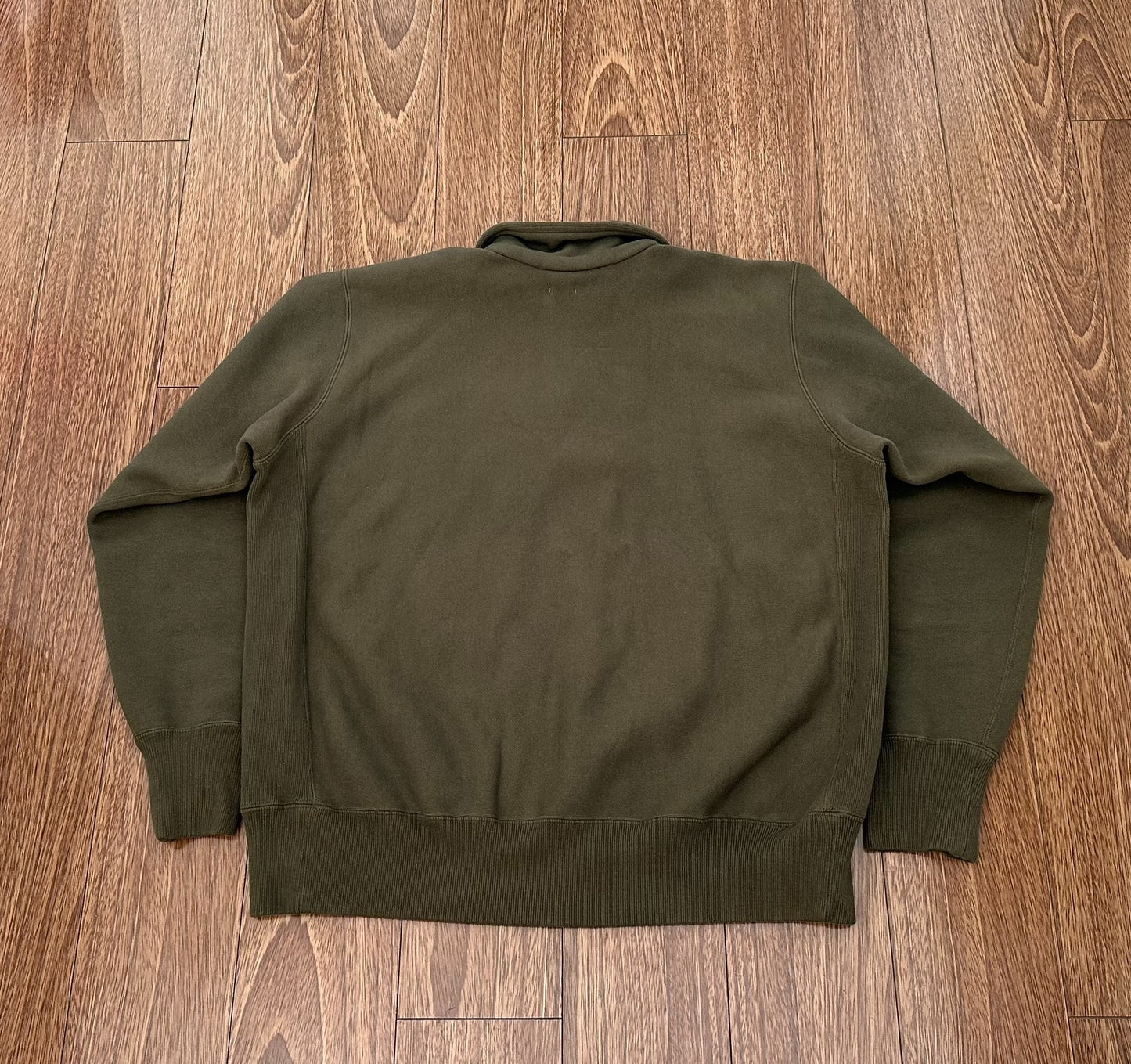 vintage half zip sweatshirt in olive green