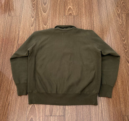 vintage half zip sweatshirt in olive green