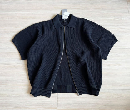 Beams Hollow Knit Zip Short Sleeve Cardigan