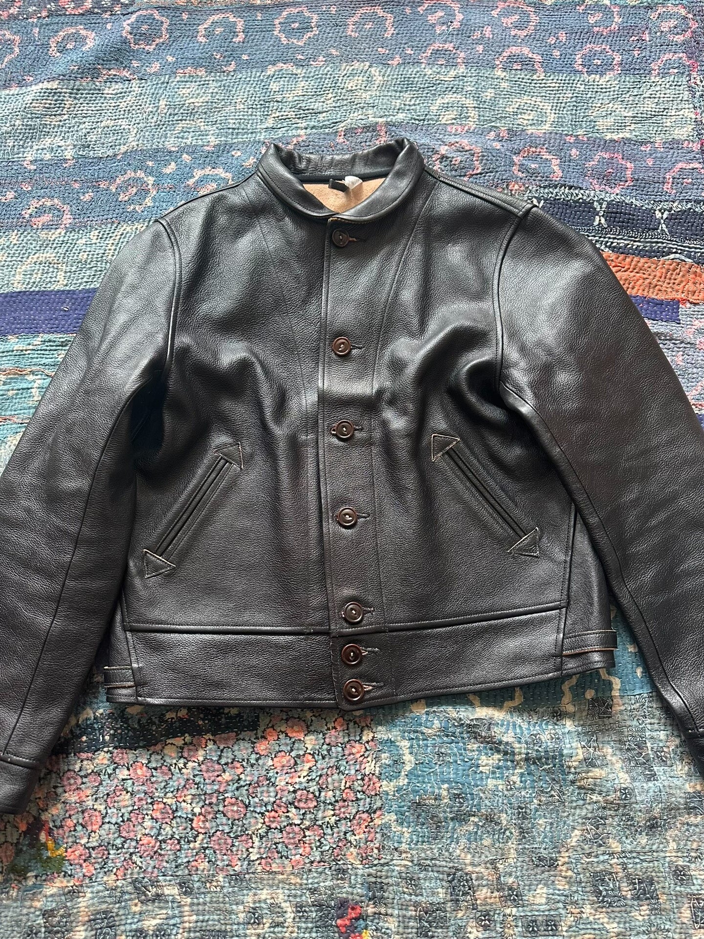 mister freedom leather jacket with button detail