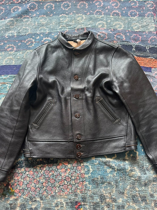 mister freedom leather jacket with button detail