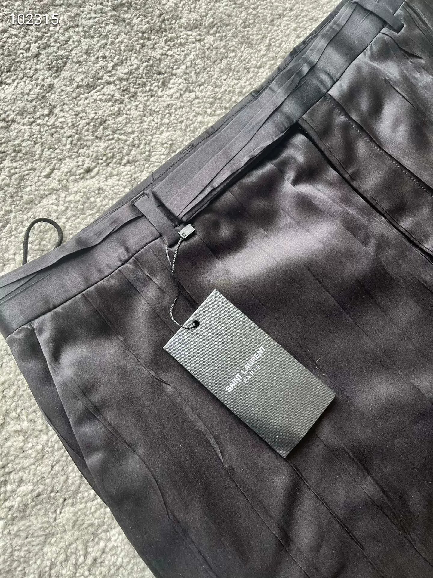 Saint Laurent Black Striped Silk Trousers