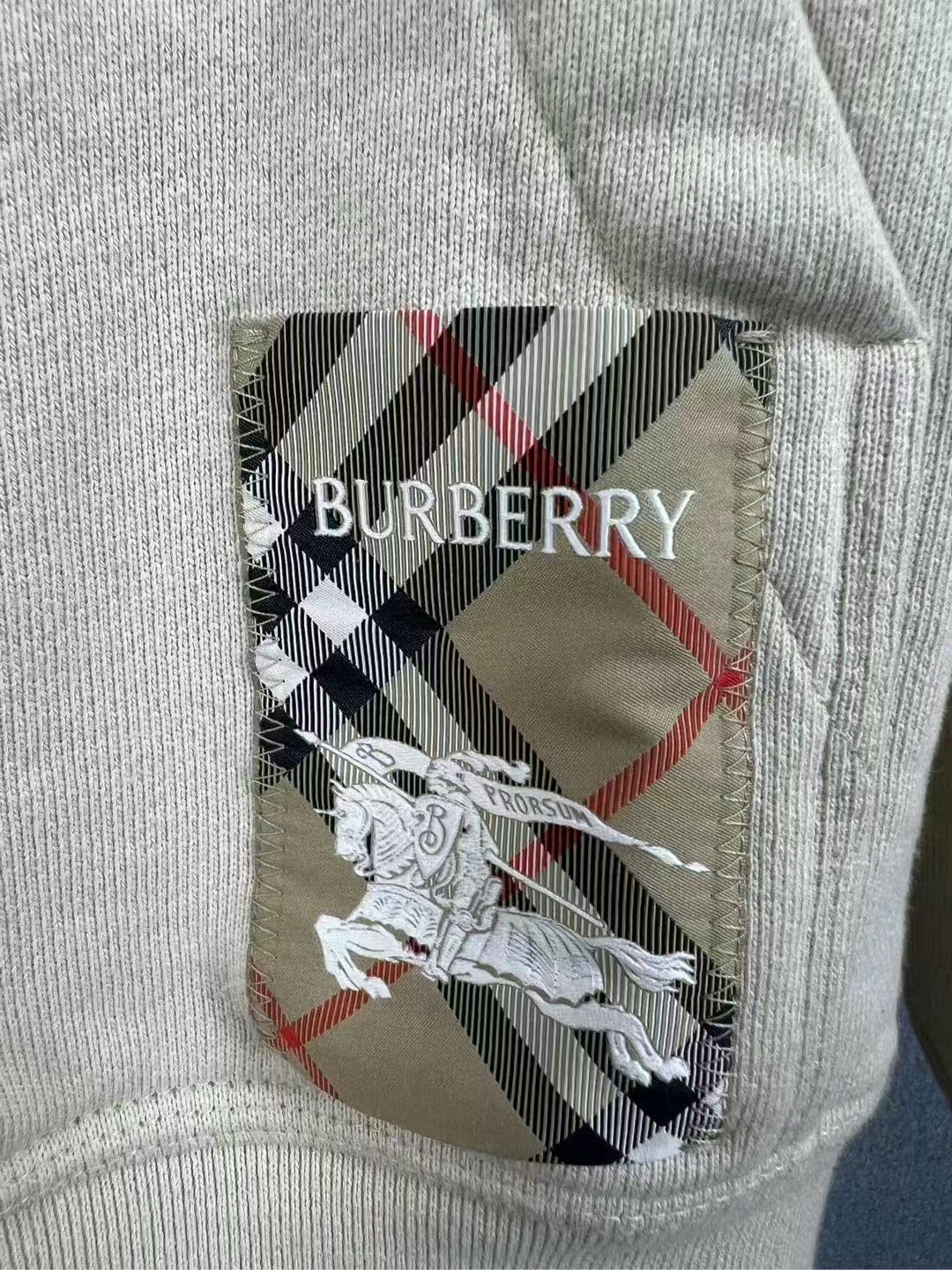 burberry plaid hoodie with logo patch