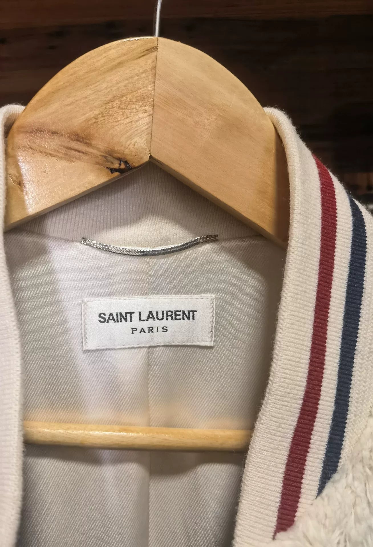 Saint Laurent White Fuzzy Teddy Jacket