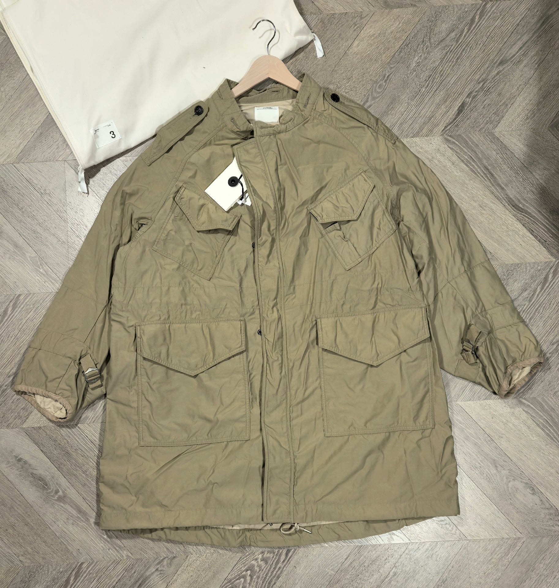 visvim bega combat coat in beige