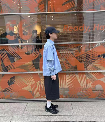 Beams Layered Paneled Long-Sleeve Shirt