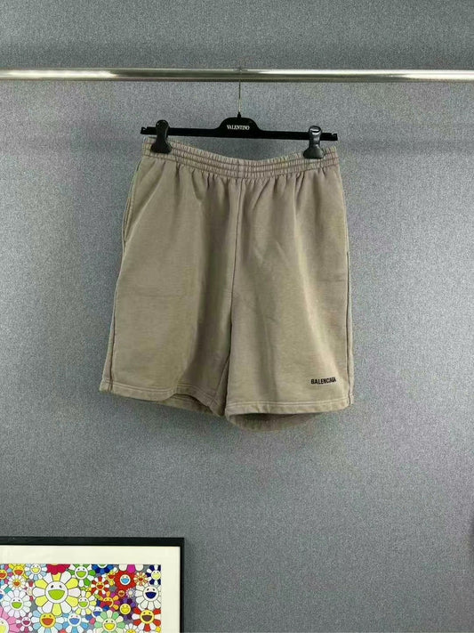 balenciaga embroidered logo shorts in beige