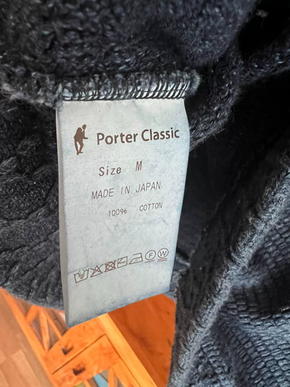 porter classic blue knit high-neck sweatshirt