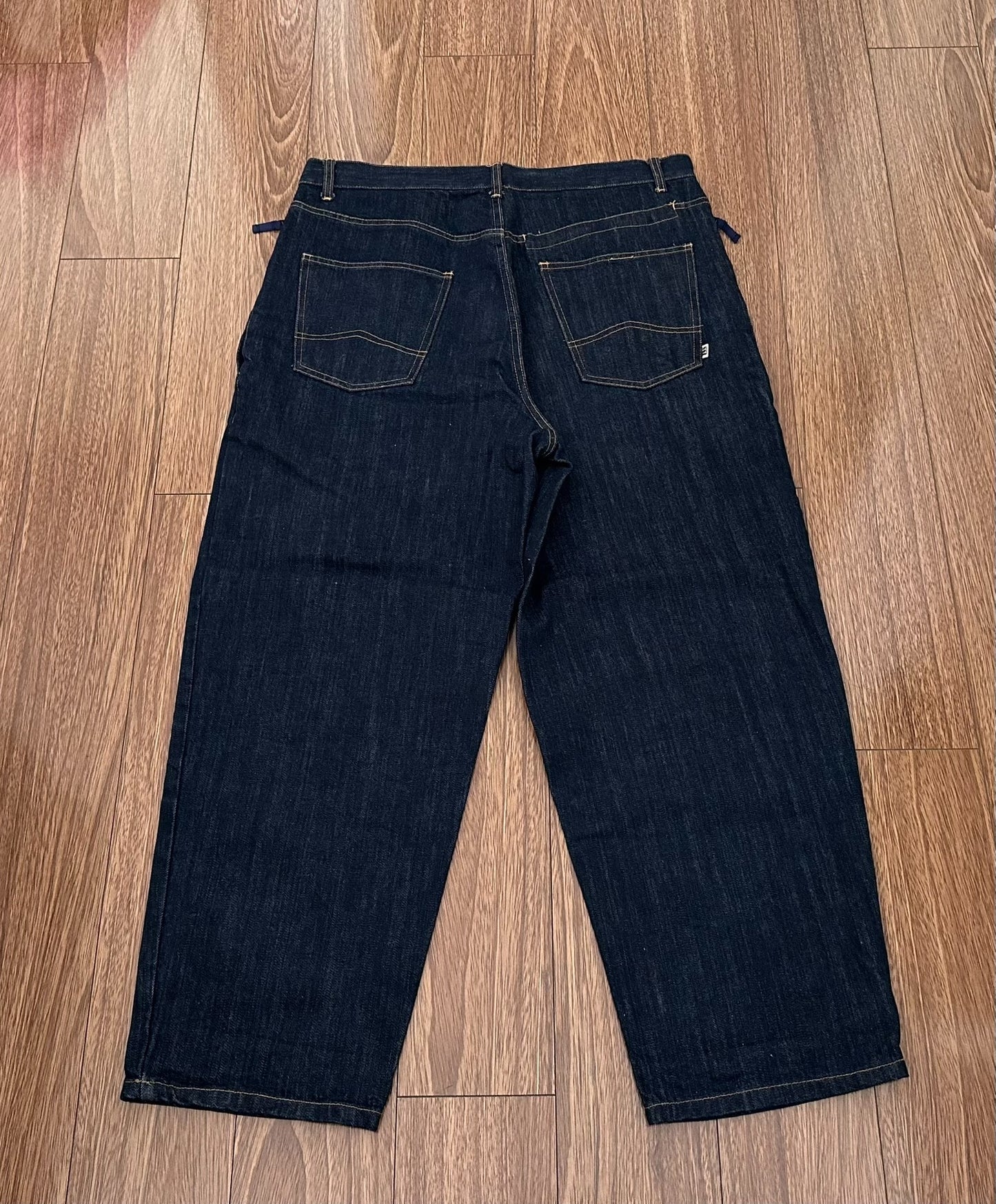 loose fit retro denim cross pants