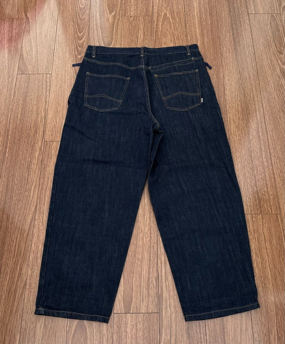 loose fit retro denim cross pants