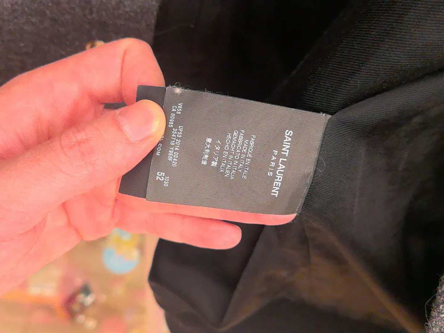 Saint Laurent Gray Wool Leather Sleeve Jacket