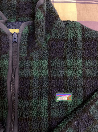 plaid fleece jacket with zip front