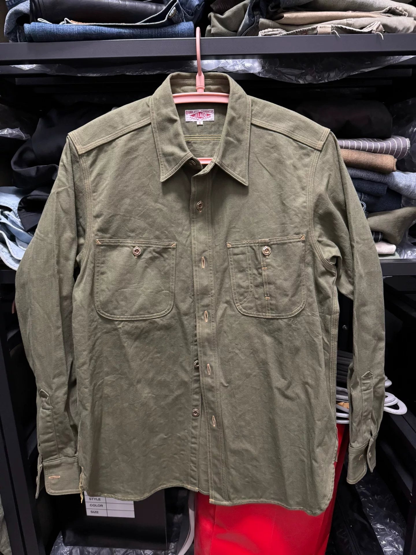 nigel cabourn herringbone shirt in green