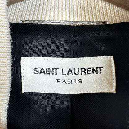 Saint Laurent White Black Striped Baseball Jacket
