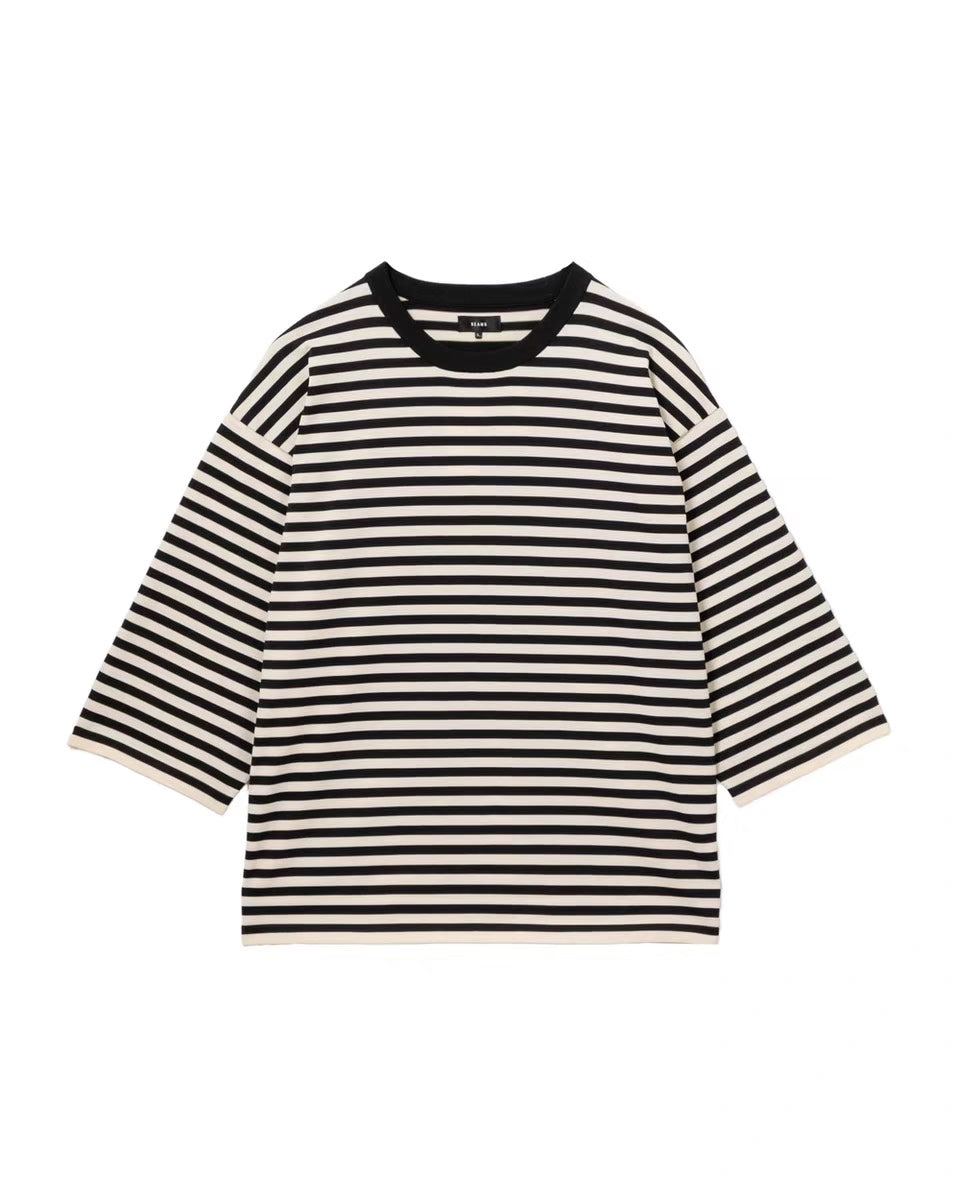 BEAMS 26SS Striped Loose Short Sleeve T-shirt
