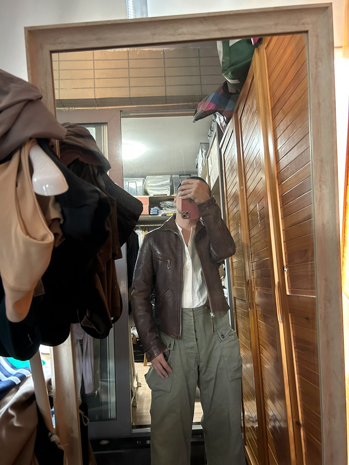 vintage brown goat leather jacket