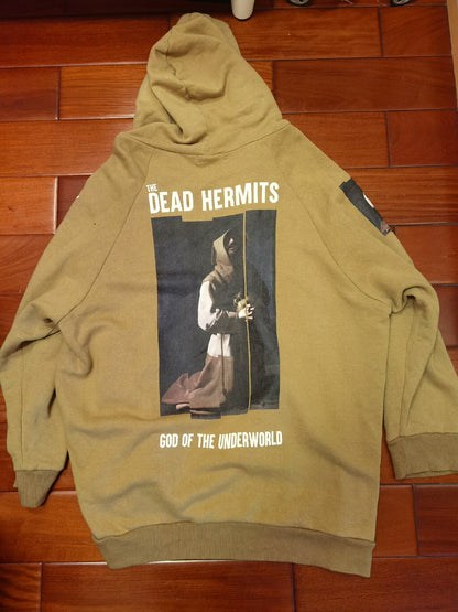 long hooded sweatshirt with graphic print
