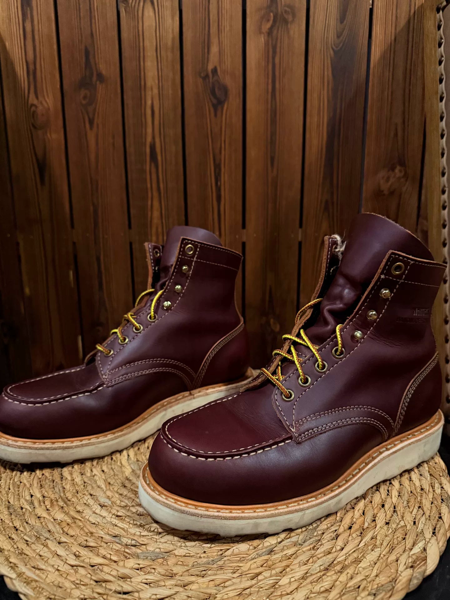 Burgundy Leather Classic Work Boots