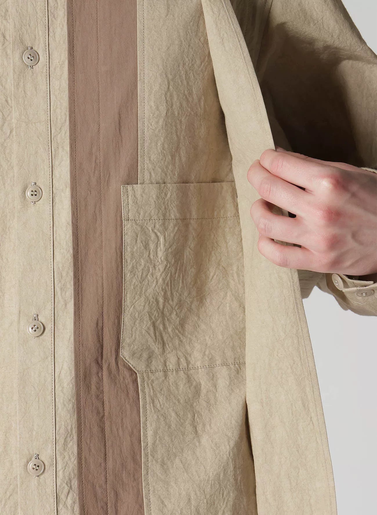 unique layered cotton-linen shirt by yohji yamamoto