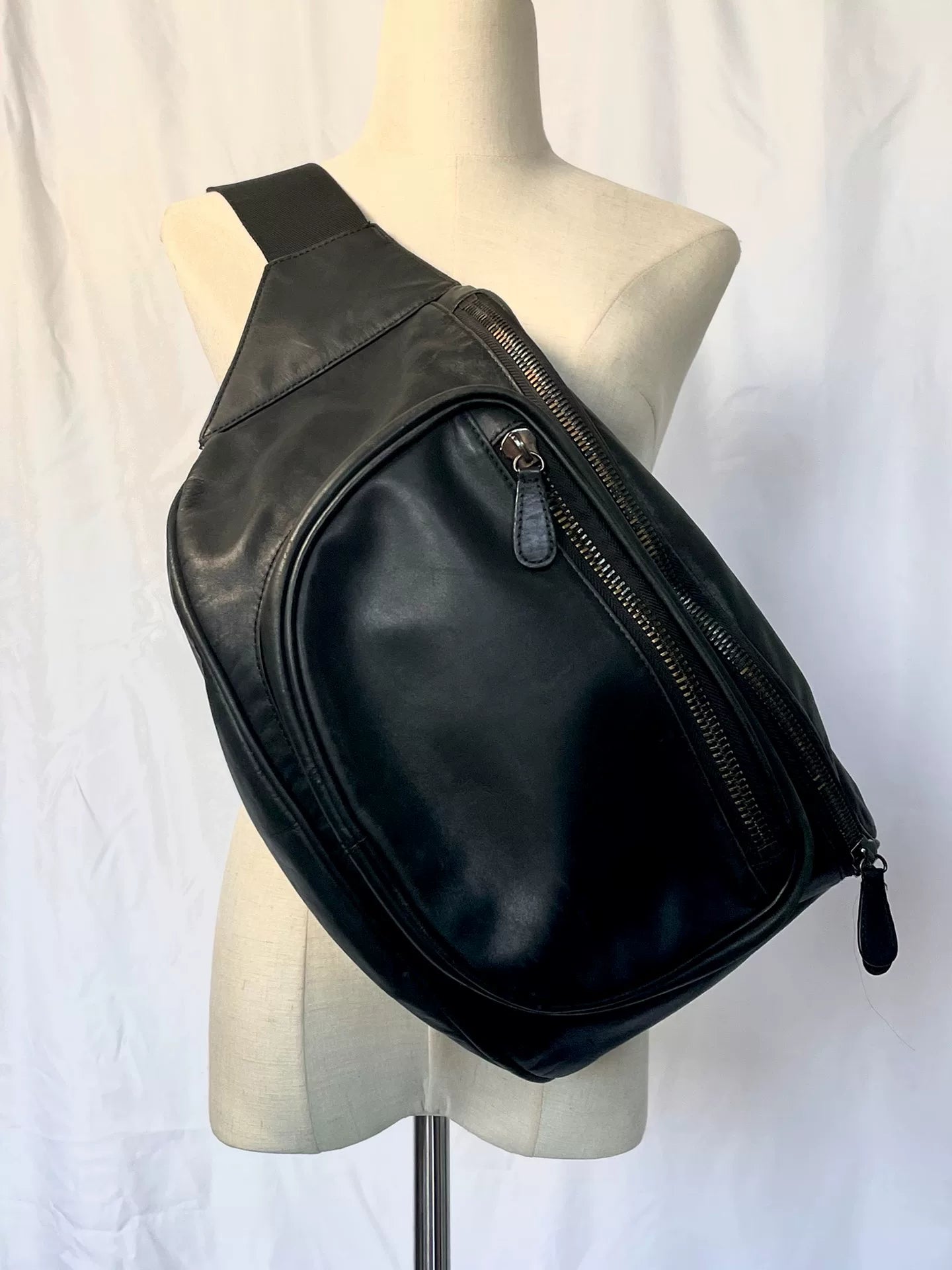 oversized leather waist bag by maison margiela
