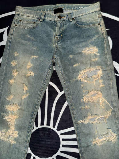 Saint Laurent Light Blue Distressed Jeans