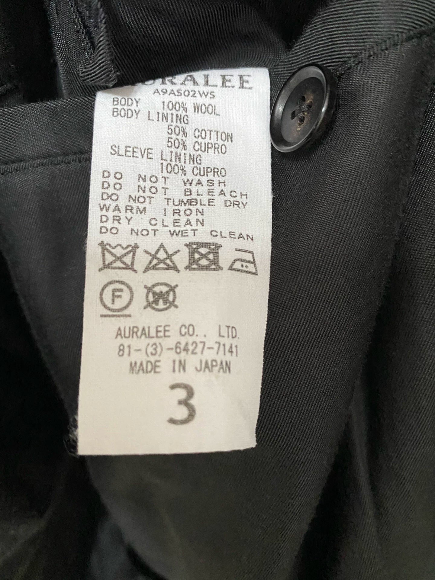 Auralee 19AW Wool Twill Jacket