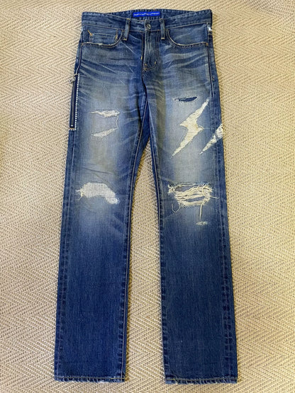 vintage denim with distressed details