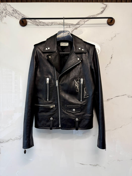 saint laurent studded l01 biker leather jacket