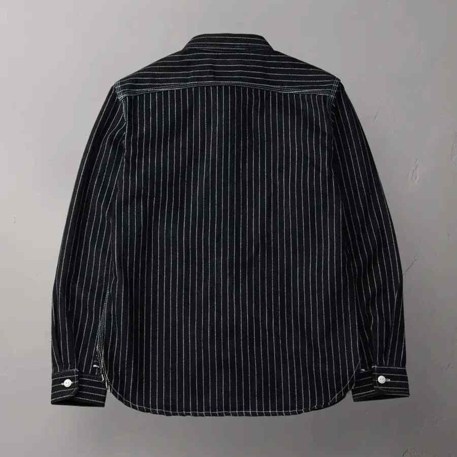 The Flat Head Wabash Stripe Workwear Denim Shirt