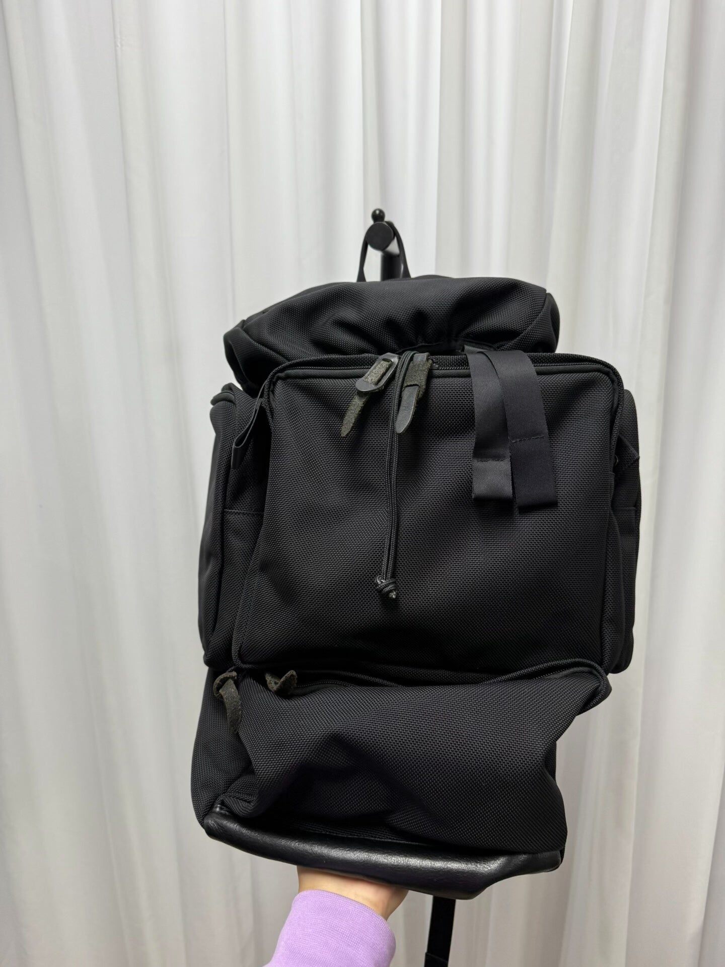 yohji yamamoto pour homme backpack with leather details