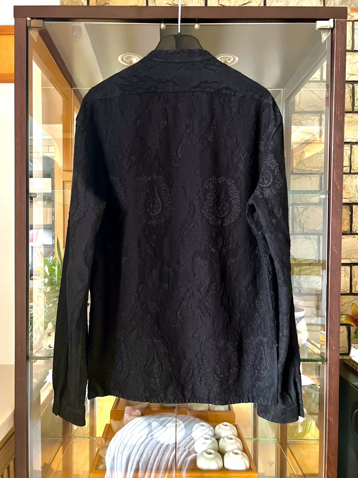 saint laurent henley wool silk shirt