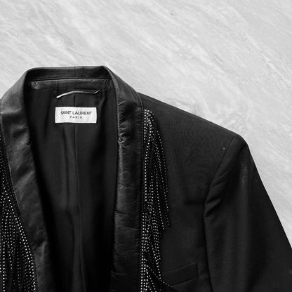 Saint Laurent Fringe Leather Collar Blazer