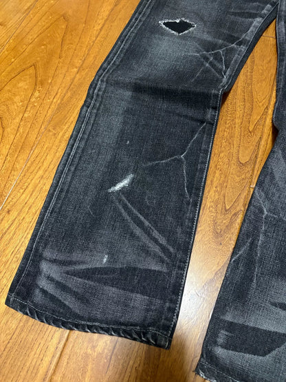 neighborhood lightning washed distressed denim pants