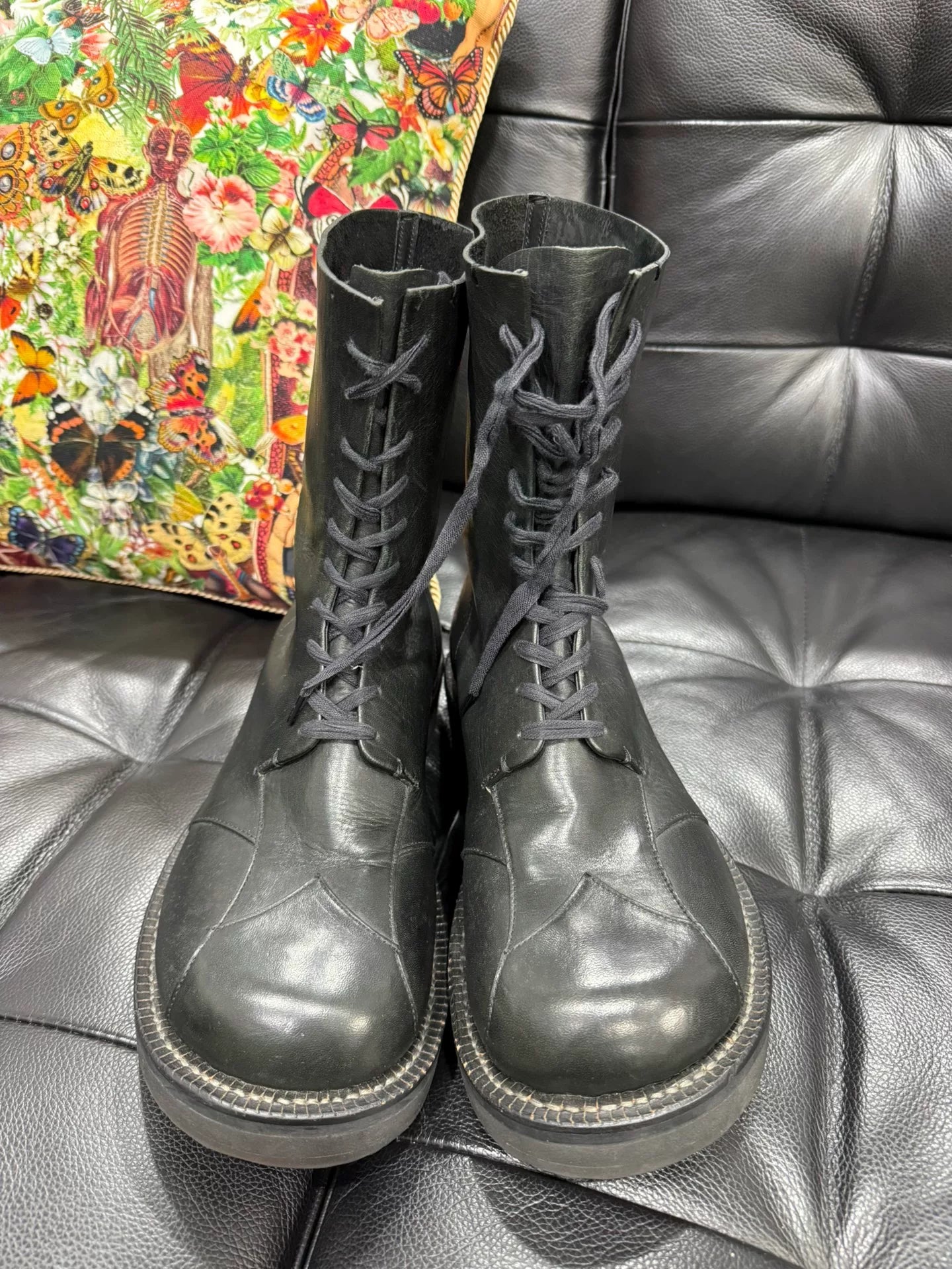 thick sole black boots for UK size 8