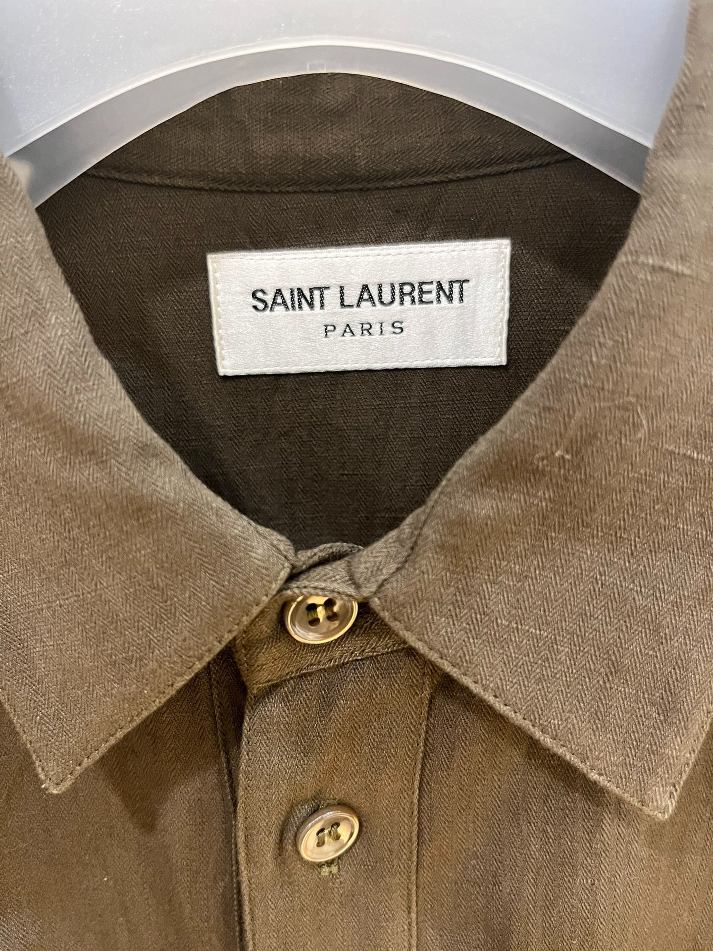 Saint Laurent Gold Embroidered Short-Sleeve Shirt