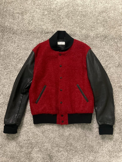 Saint Laurent Leather Sleeve Varsity Jacket