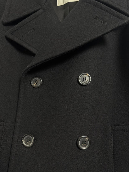 Saint Laurent Black Double-Breasted Wool Coat