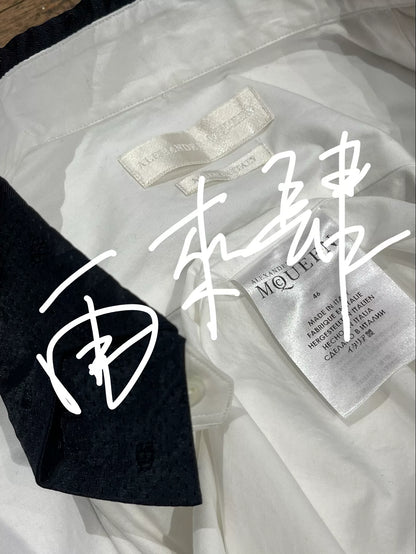 elegant tie-collar white shirt by alexander mcqueen