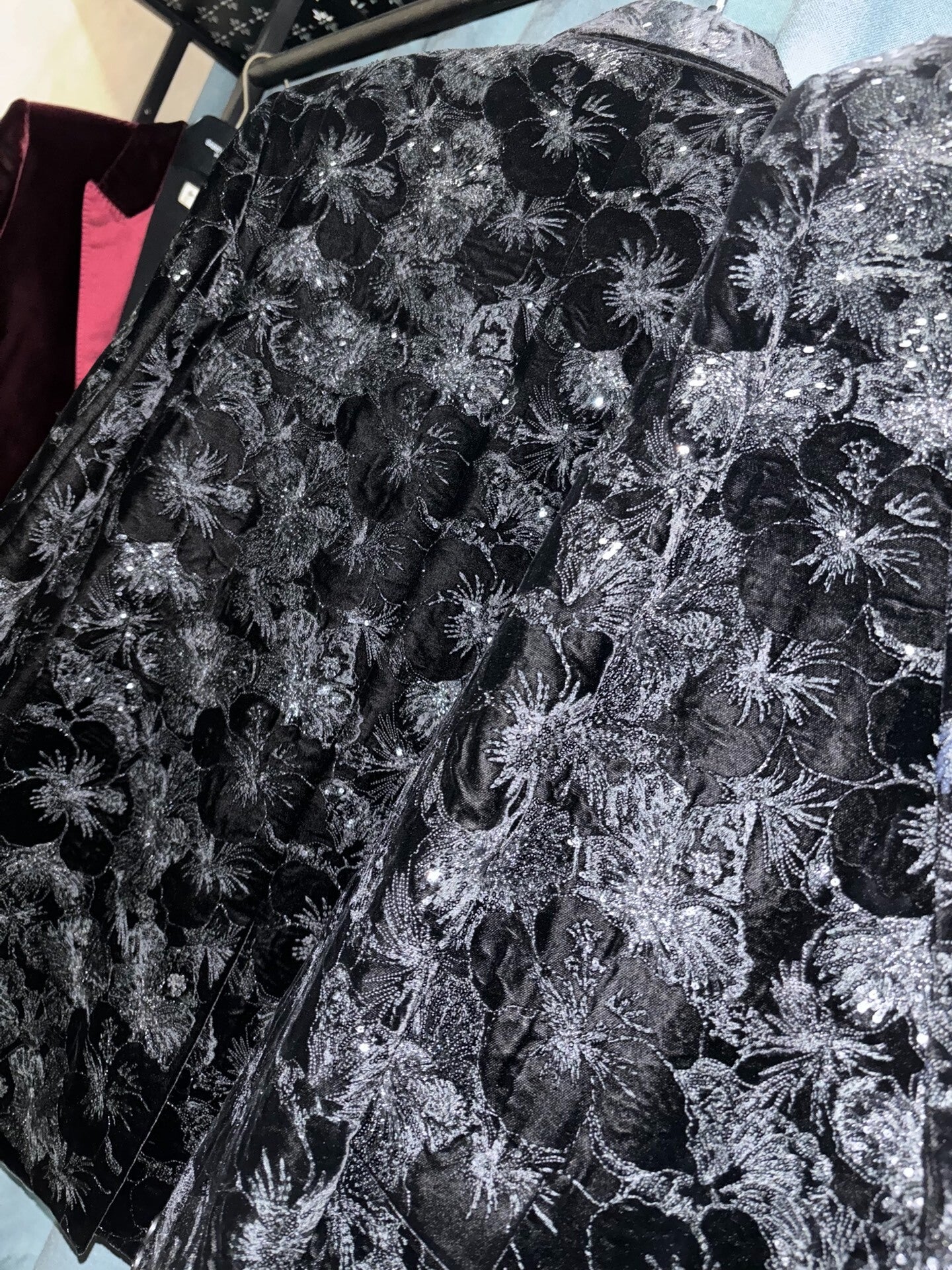 black velvet floral blazer by Saint Laurent