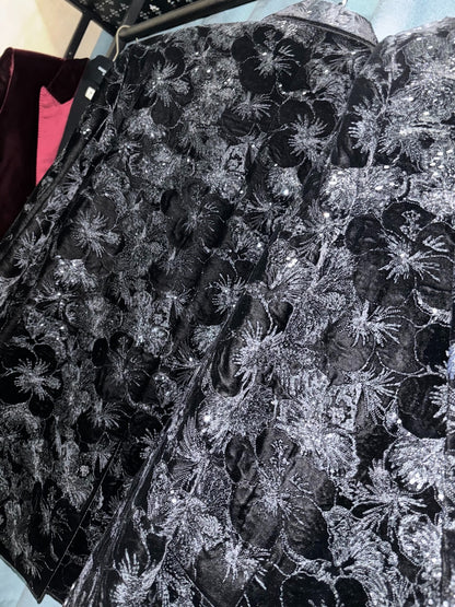 black velvet floral blazer by Saint Laurent